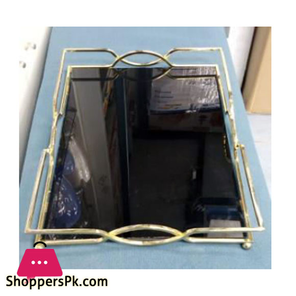 Elegant Zig Mirror Tray Golden - YB0002