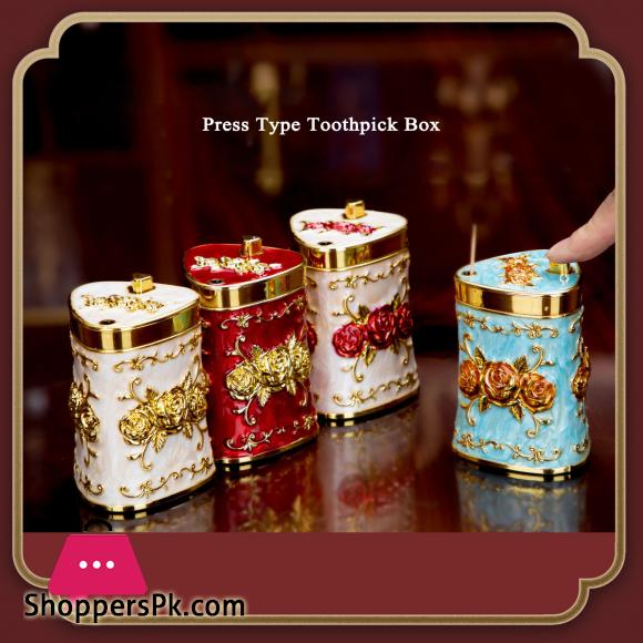 European Retro Press type Toothpick Holder Fashion Toothpick Box Luxury Restaurant Hotel Household Toothpick Dispenser Box