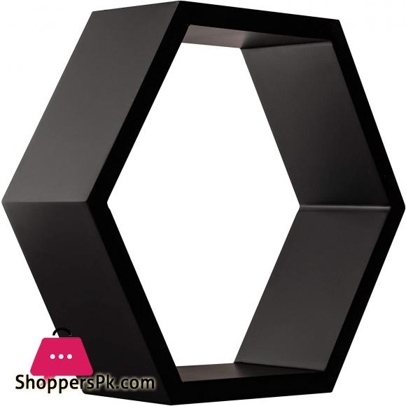 Hexagon Cube Floating Wall Shelf Set of 3 Black