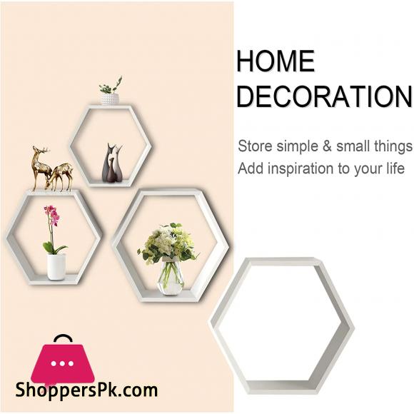 Hexagon Cube Floating Wall Shelf Set of 3 Black White