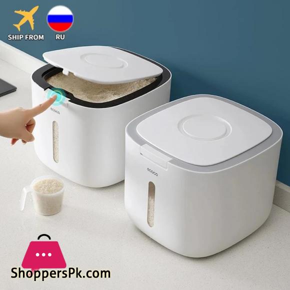 Household Kitchen Rice Storage Box Sealed Insect Proof Moisture Proof Pressed Rice Bucket Plastic Food Storage Container