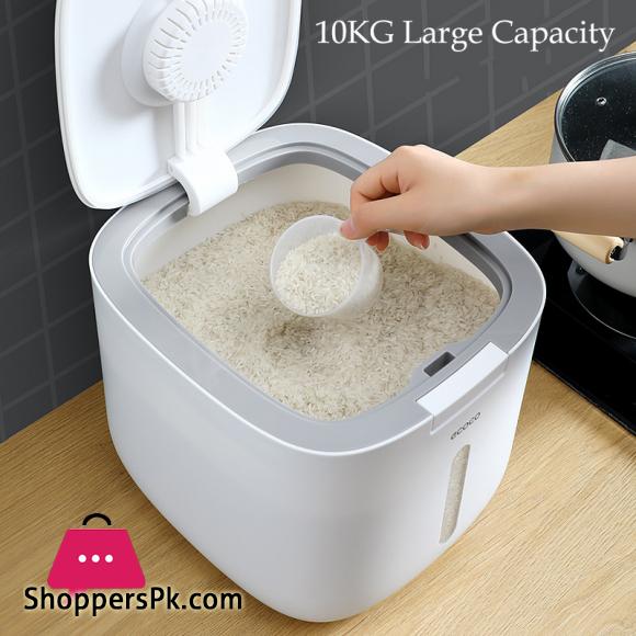 Household Kitchen Rice Storage Box Sealed Insect Proof Moisture Proof Pressed Rice Bucket Plastic Food Storage Container