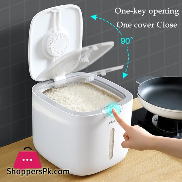 Household Kitchen Rice Storage Box Sealed Insect Proof Moisture Proof Pressed Rice Bucket Plastic Food Storage Container