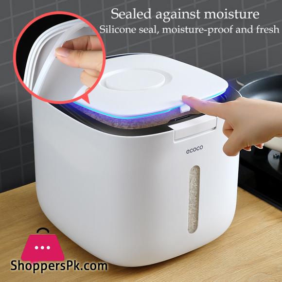 Household Kitchen Rice Storage Box Sealed Insect Proof Moisture Proof Pressed Rice Bucket Plastic Food Storage Container
