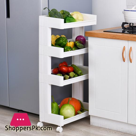 Kitchen Storage Rack For Sundries Goods Fridge Side Shelf 4 Layer Removable With Wheels Bathroom Organizer Shelf Book Shelve|Storage Holders & Racks