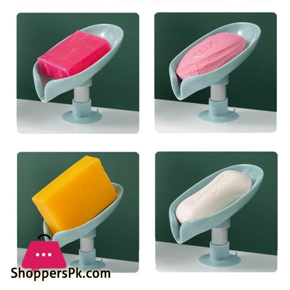 Leaf shaped Soap Dish Soap Holder Drain Rack Standing Suction Cup