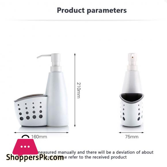 Multifunctional 2 In 1 Soap Bottle & Sponge Drainboard Plastic Liquid Soap Dispenser Kitchen Bathroom Hand Press Type Dispenser