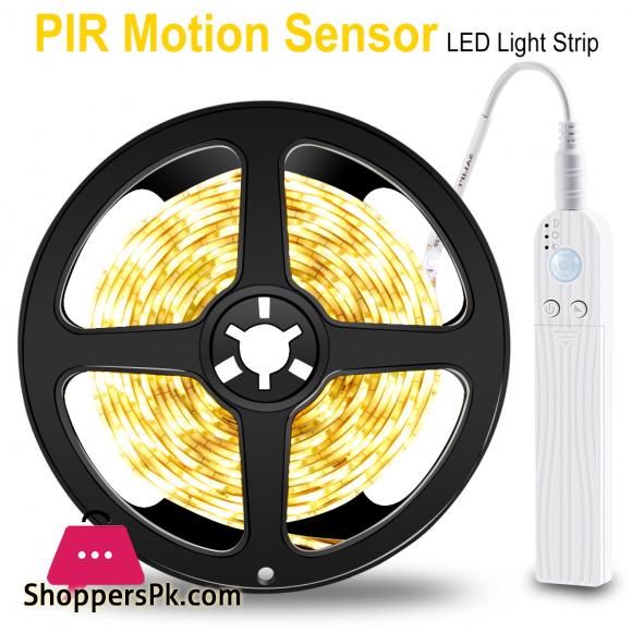 PIR LED Strip Motion Sensor LED Cabinet Light Tape LED Flexible Strip Light Waterproof Bedroom Night Lamp Sensor led Warm Light 3-Meter