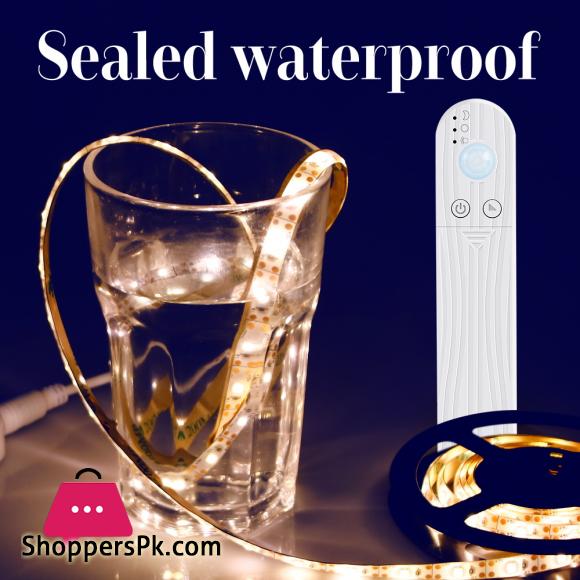PIR LED Strip Motion Sensor LED Cabinet Light Tape LED Flexible Strip Light Waterproof Bedroom Night Lamp Sensor led Warm Light 3-Meter