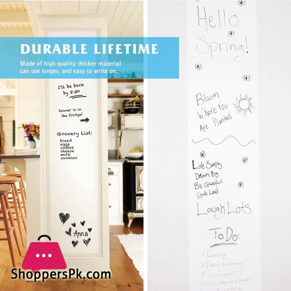 Self-Adhesive Whiteboard Wall Decal Sticker Extra Large Strong & Durable Dry Erase Wall Paper Message Board Peel Stick White Board for Kids Drawing Office School Home Decor White