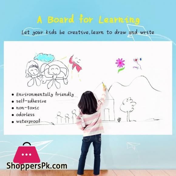 Self-Adhesive Whiteboard Wall Decal Sticker Extra Large Strong & Durable Dry Erase Wall Paper Message Board Peel Stick White Board for Kids Drawing Office School Home Decor White