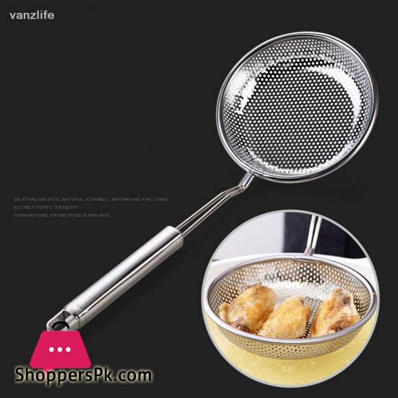 Stainless Steel Frying Colander Household Fence Mesh Kitchen Large Spoon Scoop Filter Net Mesh Spoon
