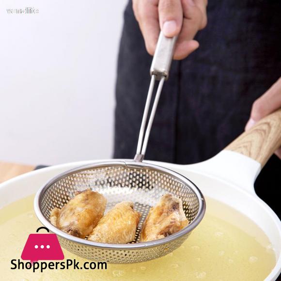 Stainless Steel Frying Colander Household Fence Mesh Kitchen Large Spoon Scoop Filter Net Mesh Spoon