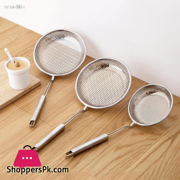 Stainless Steel Frying Colander Household Fence Mesh Kitchen Large Spoon Scoop Filter Net Mesh Spoon