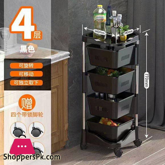 Stainless Steel with Plastic Rotating Rack Vegetable Basket Kitchen Organizer Storage Rack