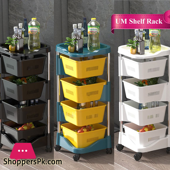 Stainless Steel with Plastic Rotating Rack Vegetable Basket Kitchen Organizer Storage Rack