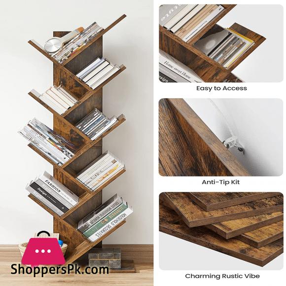 Tree Book Shelf 8-Tier Floor Standing Bookcase with Wooden Shelves for Living Room Home Office only karachi