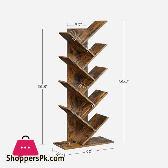 Tree Book Shelf 8-Tier Floor Standing Bookcase with Wooden Shelves for Living Room Home Office only karachi