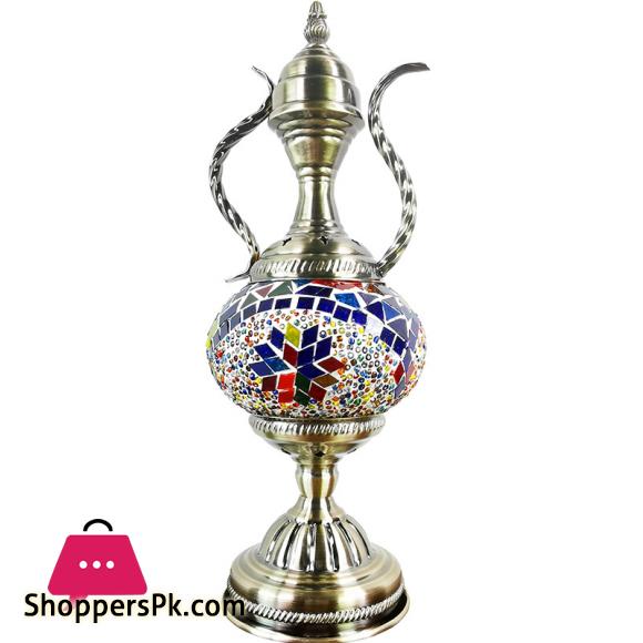 Turkish Style Exotic Retro Glass Decorative Table Lamp Coffee Pot living room bedroom Bedside LED Night Light