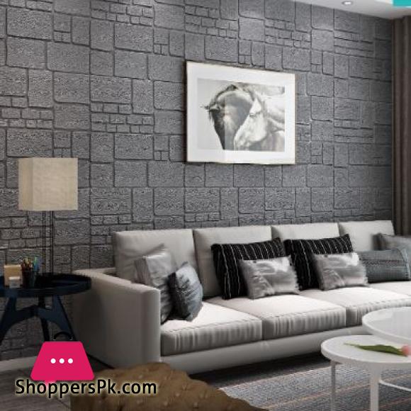 Wall Sheet Brick Tiles Style Wall Paper 3D Foam Wall Sheet For Living Room Bed Room Kitchen Wall Paper Foam Wall Sheet 3d Black Size70x77cm