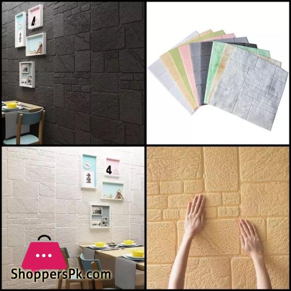 Wall Sheet Brick Tiles Style Wall Paper 3D Foam Wall Sheet For Living Room Bed Room Kitchen Wall Paper Foam Wall Sheet 3d Black Size70x77cm