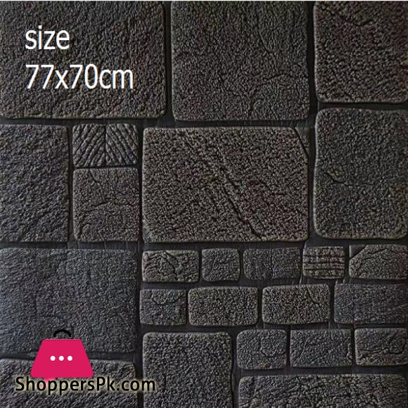 Wall Sheet Brick Tiles Style Wall Paper 3D Foam Wall Sheet For Living Room Bed Room Kitchen Wall Paper Foam Wall Sheet 3d Black Size70x77cm