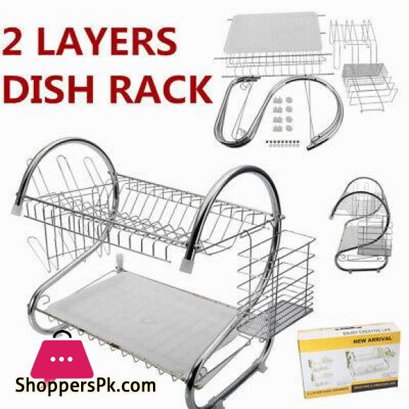 2 Tier Cup And Dish Drying Rack And Cutlery Holder