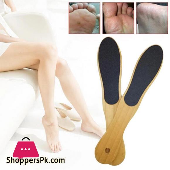 2 sides long handle wood pedicure callus remove foot file for nail salon