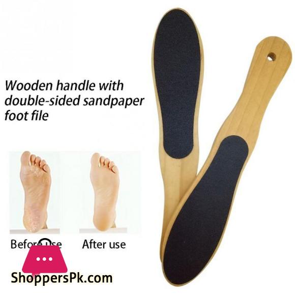 2 sides long handle wood pedicure callus remove foot file for nail salon