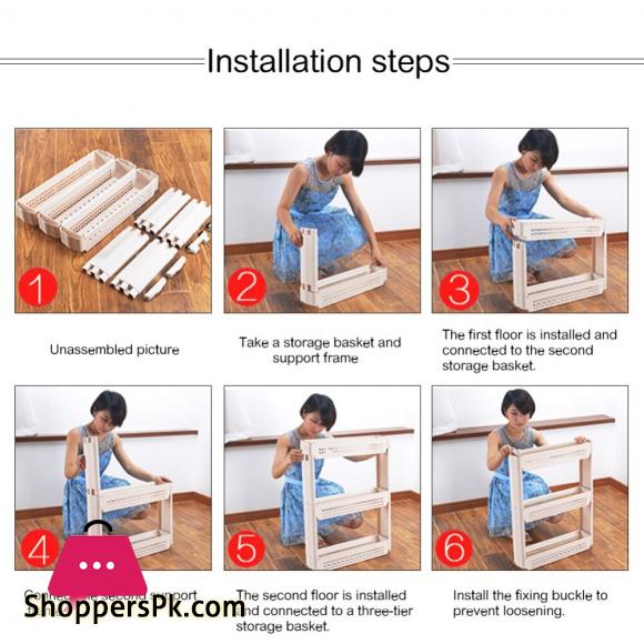 3 Layer Storage Organizer Slim Rack Shelf with Wheels