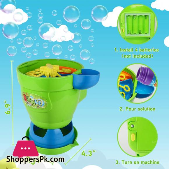 Automatic Bubble Blower Machine with 2 Bottles of Liquid