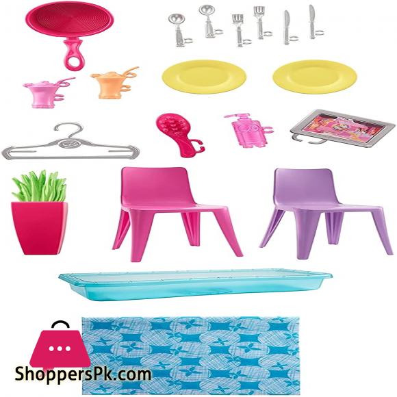 Barbie Doll and Portable Dollhouse With 1-Story Playset With Pool