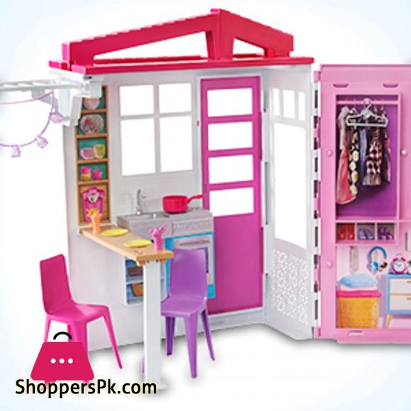 Barbie Doll and Portable Dollhouse With 1-Story Playset With Pool