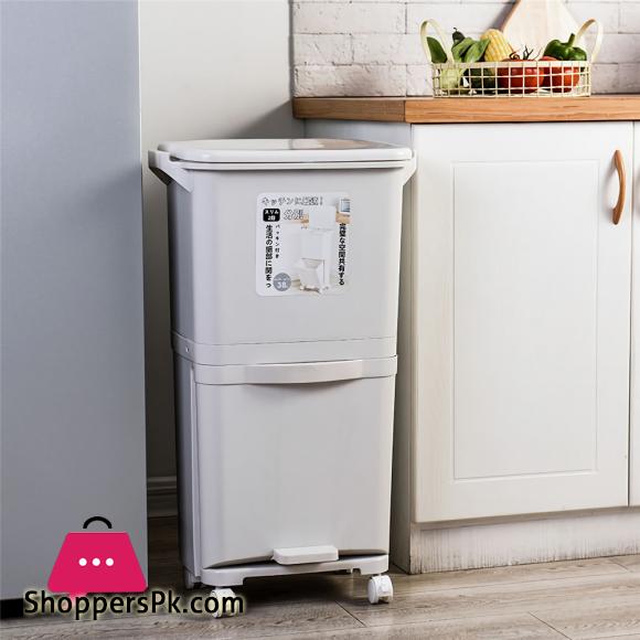 Dustro Large Capacity Trash Can 3 Layers Double Deck Waste Sorting Bins Kitchen Household Restaurant Dustbin Storage Waste Bin 42-Liter