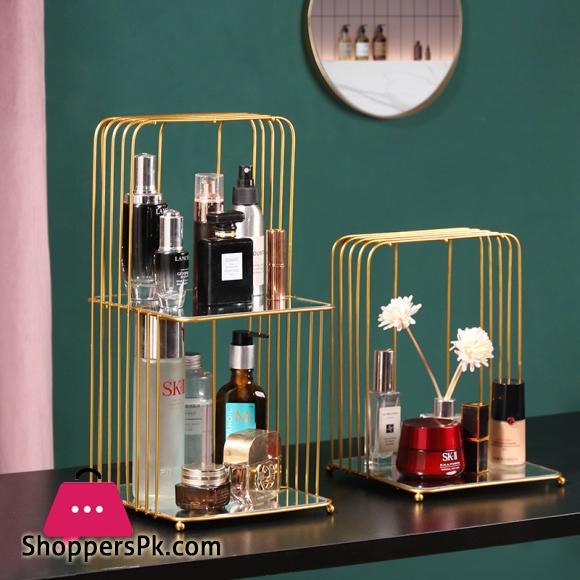 Europe Iron Metal Shelf Makeup Organizer Cosmetic Storage Rack Lipstick Perfume Jewelry Box Shelf Holder Bedroom Organizer