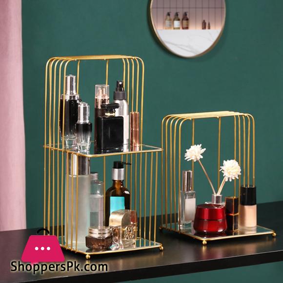 Europe Iron Metal Shelf Makeup Organizer Cosmetic Storage Rack Lipstick Perfume Jewelry Box Shelf Holder Bedroom Organizer|Storage Holders & Racks