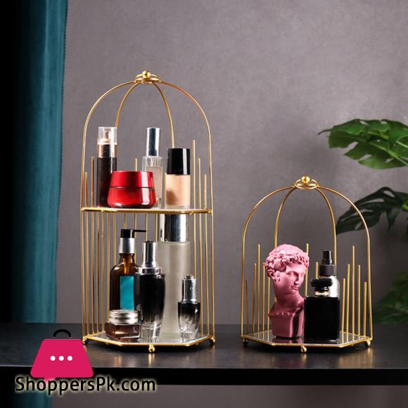 Europe Iron Metal Shelf Makeup Organizer Cosmetic Storage Rack Lipstick Perfume Jewelry Box Shelf Holder Bedroom Organizer|Storage Holders & Racks