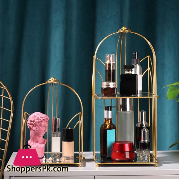 Europe Iron Metal Shelf Makeup Organizer Cosmetic Storage Rack Lipstick Perfume Jewelry Box Shelf Holder Bedroom Organizer|Storage Holders & Racks