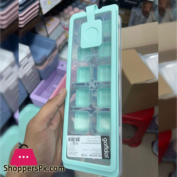 Gondol Ice Cube Tray with Lid (Non-Stick) Large 12 Cubes Transparent Cover