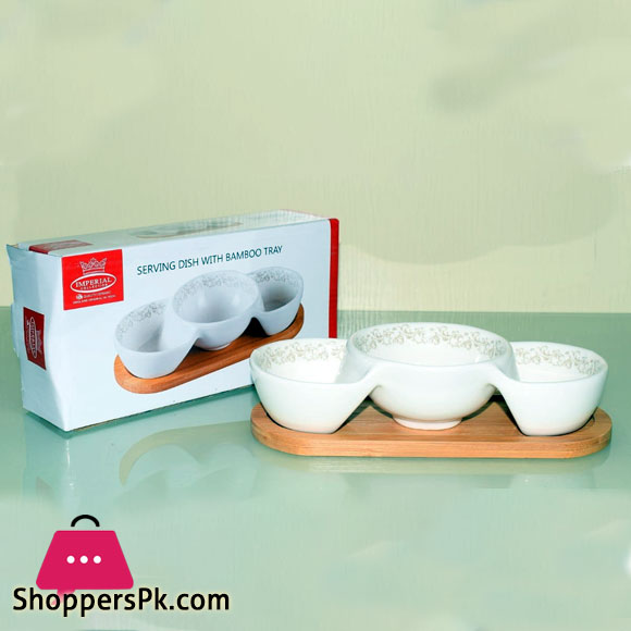 Imperial Serving Bowls With Bamboo Tray