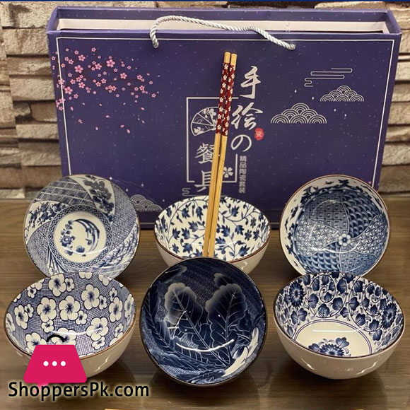 Traditional Style Ceramic Dining Korean Bowls Set with Gift Box 5.25 Inches Small Serving Soup Rice Salad Noodle Sauce Tableware Dishwasher Microwave Oven Safe