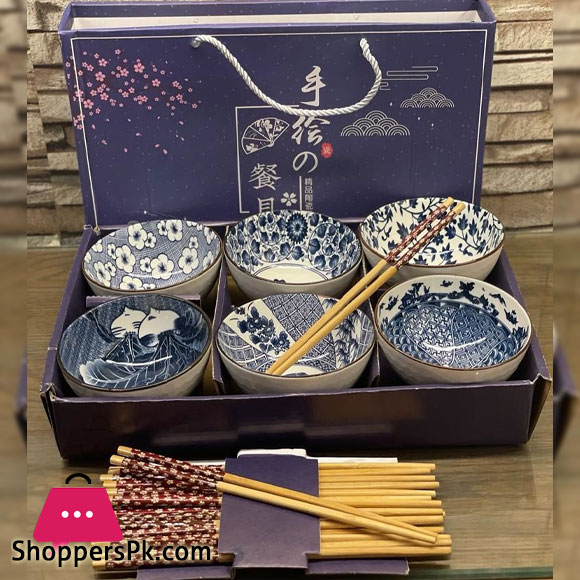 Traditional Style Ceramic Dining Korean Bowls Set with Gift Box 5.25 Inches Small Serving Soup Rice Salad Noodle Sauce Tableware Dishwasher Microwave Oven Safe