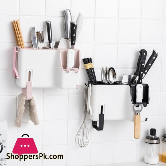 Kitchen Tableware Spoon Storage Box Multifunctional Wall Mounted Shopstick Holder Creative Drain Chopstick Cage