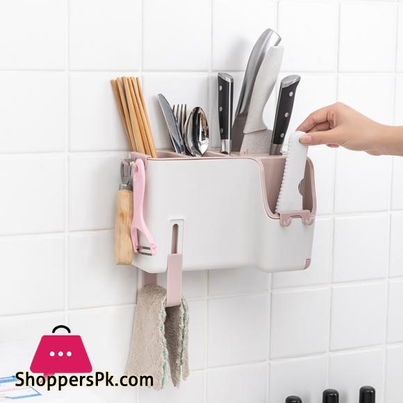 Kitchen Tableware Spoon Storage Box Multifunctional Wall Mounted Shopstick Holder Creative Drain Chopstick Cage
