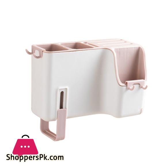 Kitchen Tableware Spoon Storage Box Multifunctional Wall Mounted Shopstick Holder Creative Drain Chopstick Cage
