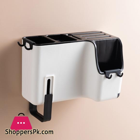 Kitchen Tableware Spoon Storage Box Multifunctional Wall Mounted Shopstick Holder Creative Drain Chopstick Cage