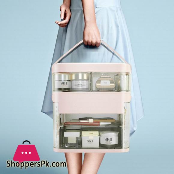 Makeup Organizer With Mirror LED light Large Capacity Jewelry Rack Cosmetic Organizer Skincare Lipstick Cosmetic Storage Box