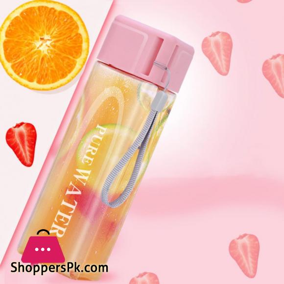 Sport Square Water Bottle 480ml Transparent Drink Bottle with Rope
