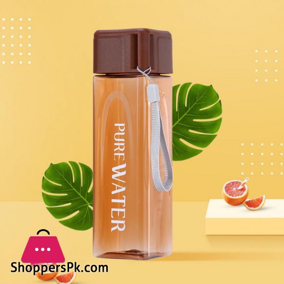 Sport Square Water Bottle 480ml Transparent Drink Bottle with Rope