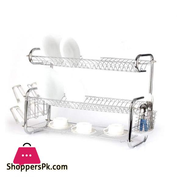 Stainless Steel 3-Tier Dish Drainer Rack Drying Drip Tray Cutlery Holder